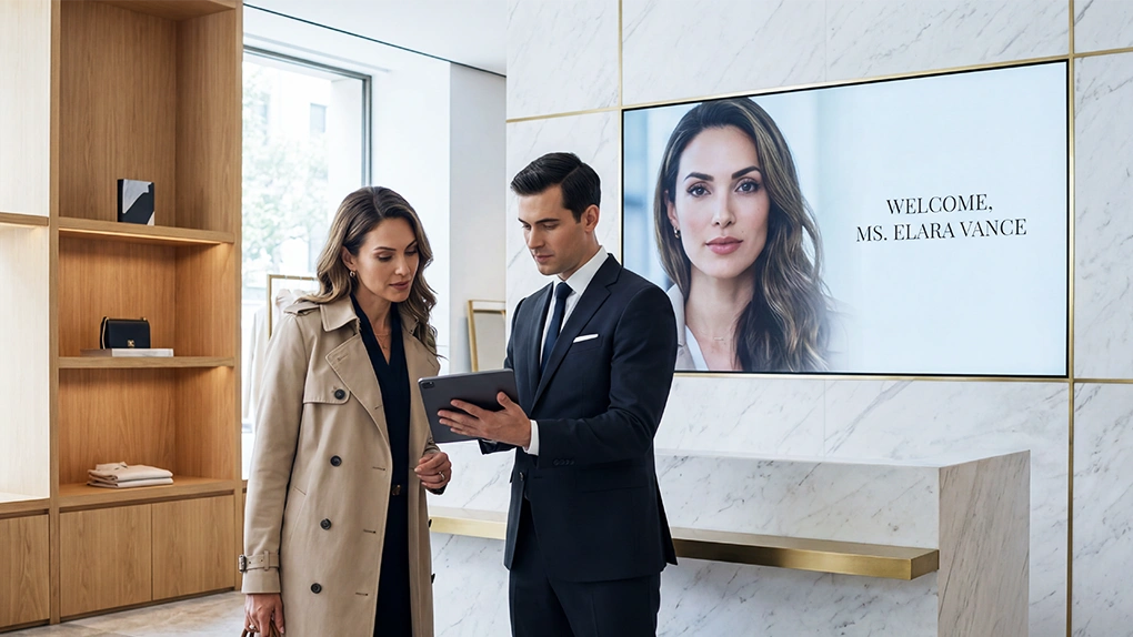 luxury accessories store with welcome display