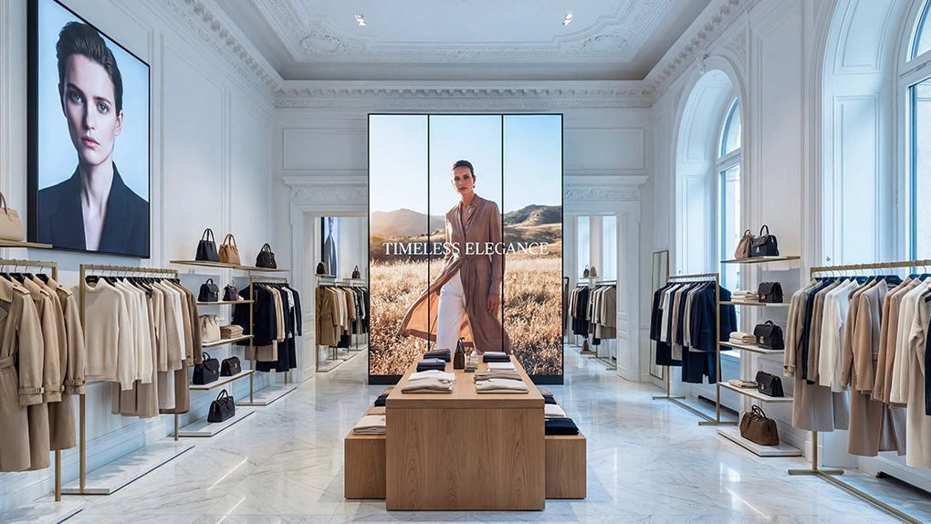 digital signage in a large luxury store