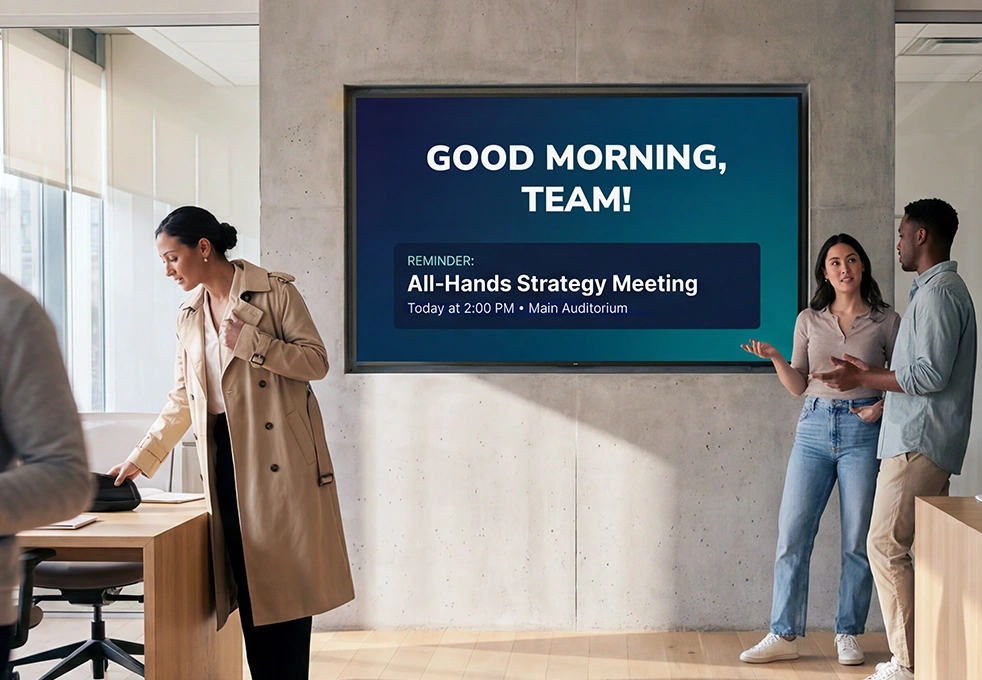 digital signage display in an office