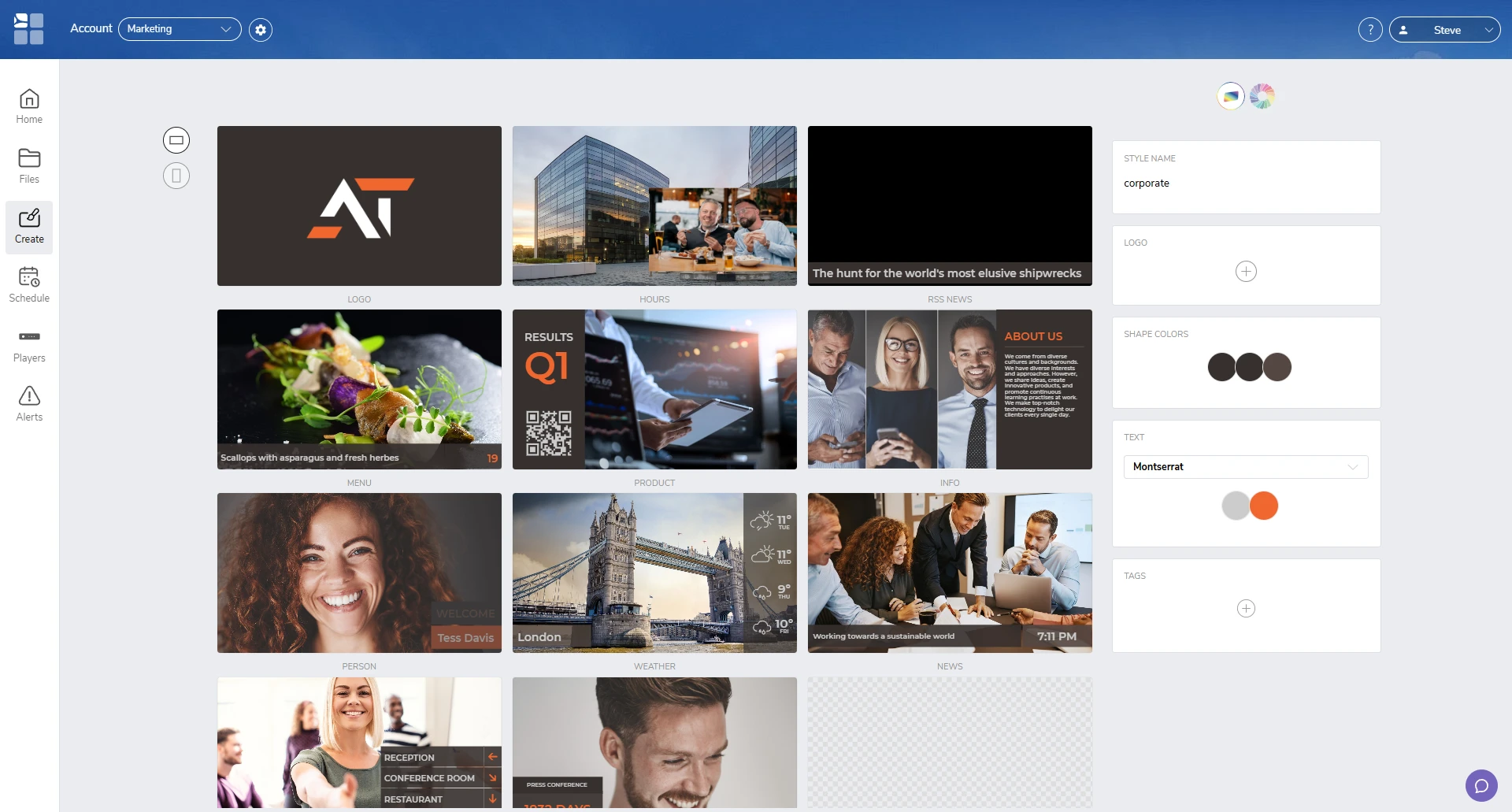 spinetix arya templates screen